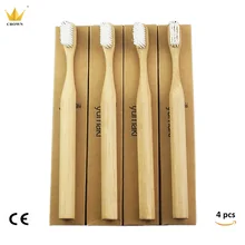 4 шт. Корона Экологичная деревянная зубная щетка столб стиль бамбуковая зубная щетка мягкая щетина capitellum бамбуковое волокно деревянная ручка