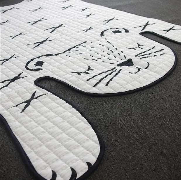 INS нескользящий белый тигровый стеганый коврик размер полиэстер ткань мультфильм Животные тип ковер салон ползающий коврик для детей