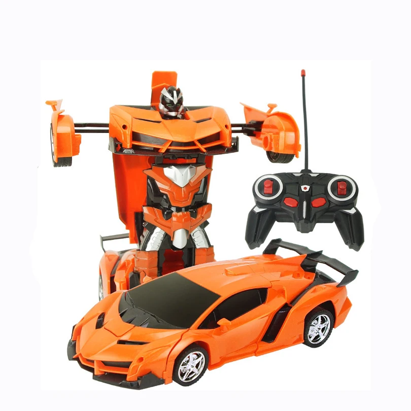 lower price 2In1 RC Car Sports Car Transformation Robots Models Remote Control Deformation Car RC fighting toy