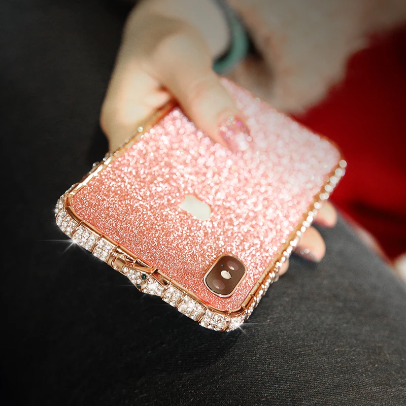 Luxuy Crystal Diamond Aluminum Metal Bumper for iphone XS MAX Anti-knock Shiny Glitter Case 8 7 Plus 6G 6S | Мобильные телефоны и
