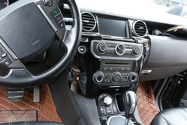 2 шт. для Land Rover Дискавери 4 LR4 2010- для LHD аксессуары ABS Глянцевая черная центральная консоль автокондиционера выход крышка отделка стикер