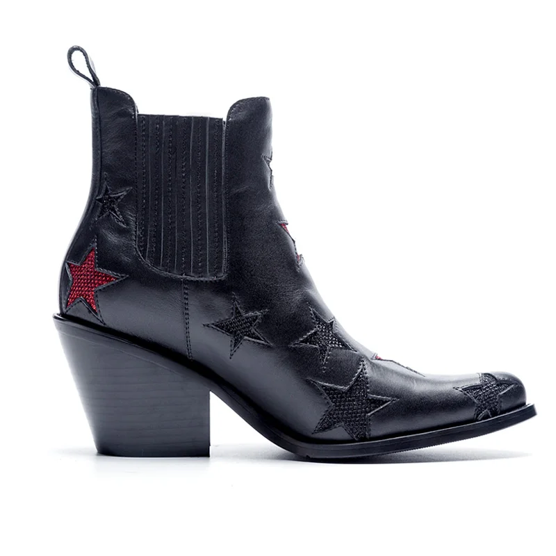 

2018 New Spring Autumn Shoes Woman Leather Ankle Boots Pointed Toe Chunky Heels Design Woman Casual Knight Boots Plus Size Tide