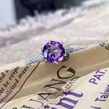 

Fidelity Natural 8mm purple crystal Rings s925 sterling silver Exquisite simple fine Jewelry for women party Natural gemstone