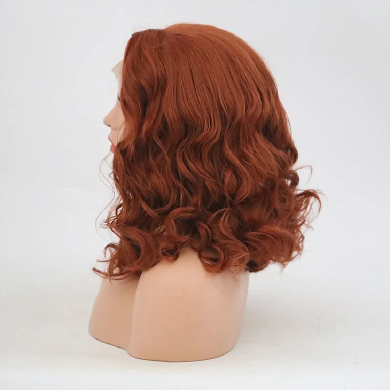 Харизма 14 дюймов оранжевые синтетические волосы натуральные волосы фронтальная кружевная лента парики без клея для женщин 150% Плотность