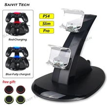 Двойной USB PS4 док-станция для зарядки контроллера станция ручка зарядное устройство Подставка с светодиодный свет для Sony Playstation4 и тонкий и профессиональный контроллер