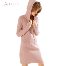 APOENGE 2017 Women Winter Dresses Long Sleeve Knitted Sweater Dress Hoodies Slim Sweater Bodycon Dress Female Vestidoes LZ576