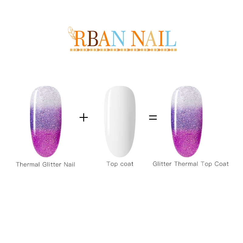 RBAN NAIL 8 мл Радужный термальный меняющий Цвет Гель лак для ногтей верхнее покрытие