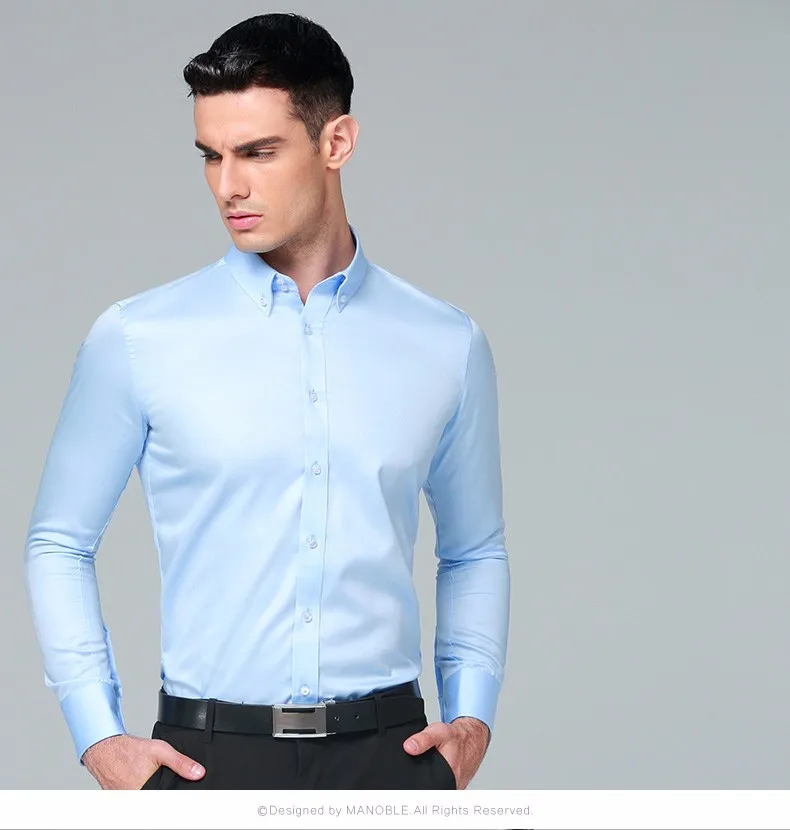 mens short sleeve white shirt High Quality 2021 Brands New Regular Fit Shirts for Men Business Long Sleeve Cufflink Cotton Solid Color Camisas De Hombre mens short sleeve dress shirts