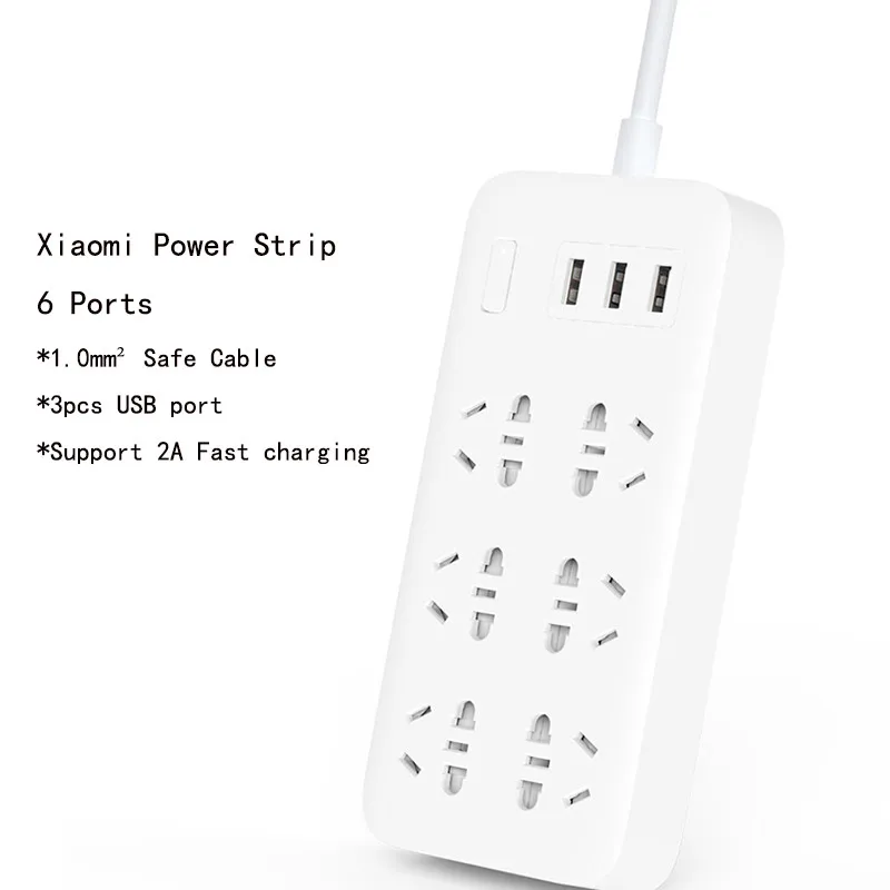 Xiaomi Mijia Smart power Strip 2A Быстрая зарядка 3 USB удлинитель 6 Стандартный гнездовой адаптер