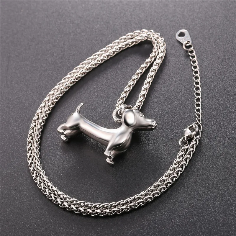 Starlord Animal Pet Dachshund Dog Necklace Pendant Sausage Dog Lover Stainless Steel/Gold Color Rope Collar For Men GP2462