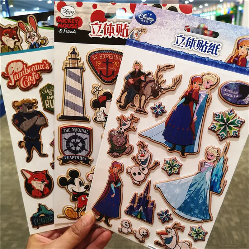 

Disney Stereo Wood Sticker Kids Cartoon Frozen mickey Stickers Disneyland Stickers toys