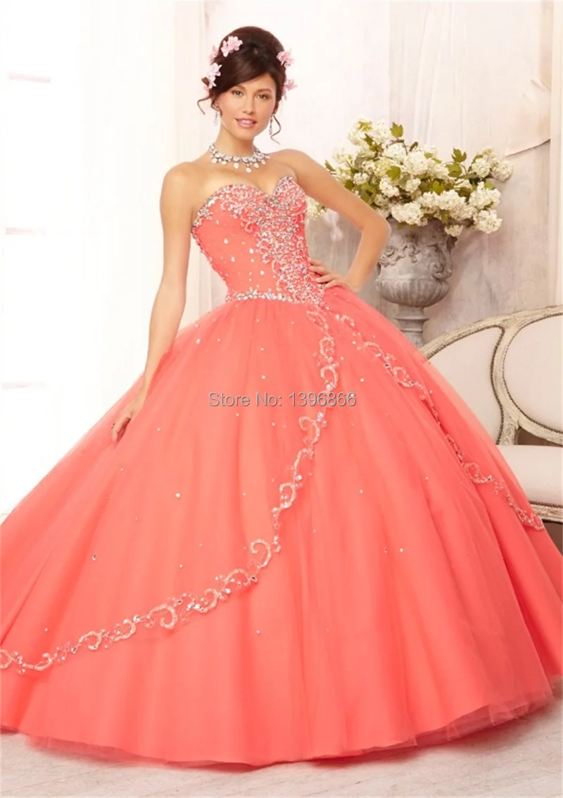 Free Shipping Cheap Quinceanera Dress Crystal Beaded Debutante Ball