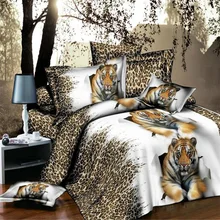 Home Textiles,Leopard Tiger 3D bedding sets 4Pcs of duvet cover bed sheet pillowcase Queen size bedclothes