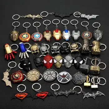 

Metal Marvel Avengers Captain America Shield Keychain Spider man Iron man Mask Key chain Toys Superman Hulk Batman Keyring Toys