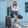 KLQDZMS 2PCS/SET 14inch Cosmetic bag 20/22/24/26 inch students  rolling luggage spinner  trolley case travel suitcase on wheels ► Photo 3/6