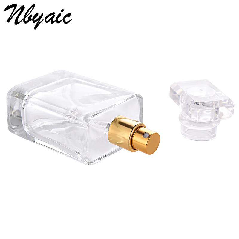 1Pcs30ml50ml высококачественный стеклянный флакон для духов бутылка для парфюмерии с распылителем прозрачный черный флакон-спрей кристально прозрачный квадратный