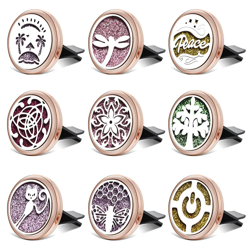 Golden Car Perfume Air Diffuser Stainless Steel Tree Of Life Car Freshener Essential Oil Diffuser Aromatherapy Locket Pendants