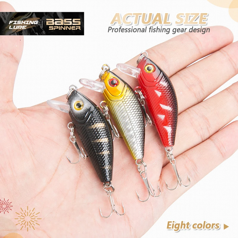 DONQL Minnow Hard Bait Wobblers Crankbait Fishing Lure 5cm 3.6g Artificial Swim bait Fishing Lures With Sharp Hooks Pesca Tackle (8)