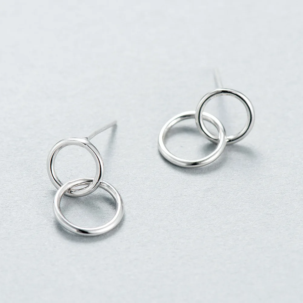 circle round earrings 100% 925 Sterling silver Jewelry fashion Hypoallergenic Stud earrings for women gift