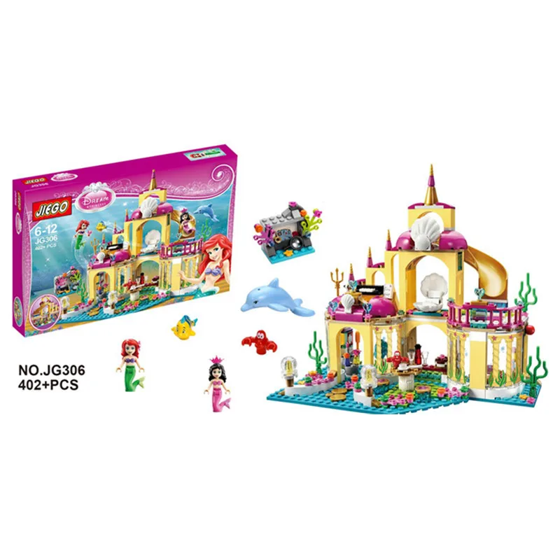 SY374 JG306 400Pcs Princess Undersea Palace Model Building Kits Minifigures Blocks Bricks Girl Toy Gift Compatible