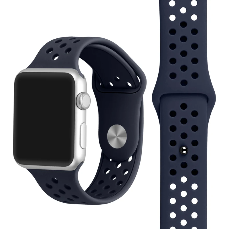 Силиконовый ремешок для apple watch 4 band 44 мм 40 мм iWatch band 42 мм 38 мм дышащий спортивный браслет ремешок для apple watch 3 2 1