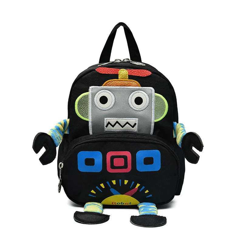 Милый детский рюкзак-робот для детей 1-3 лет, детский сад, рюкзак для мальчиков и девочек с рисунком робота - Цвет: Черный