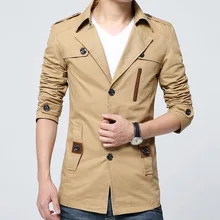 2016 neue Ankunft Marke Kleidung Herrenmode Casual Frühling Herbst Jacke Baumwolle drehen-unten Kragen Mantel Plus Größe männer Windjacke