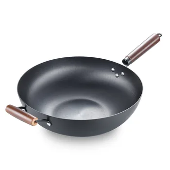 

Iron fry pan physical non-stick wok kitchen cookware uncoated induction long handle wok pan cooking pots mx12191154