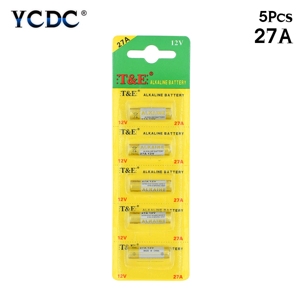 

5Pcs/card 12V ALKALINE BATTERIES 27A VR27 R27A FOR REMOTE ALARMS FANS CLOCKS G27A MN27 MS27 GP27A A27