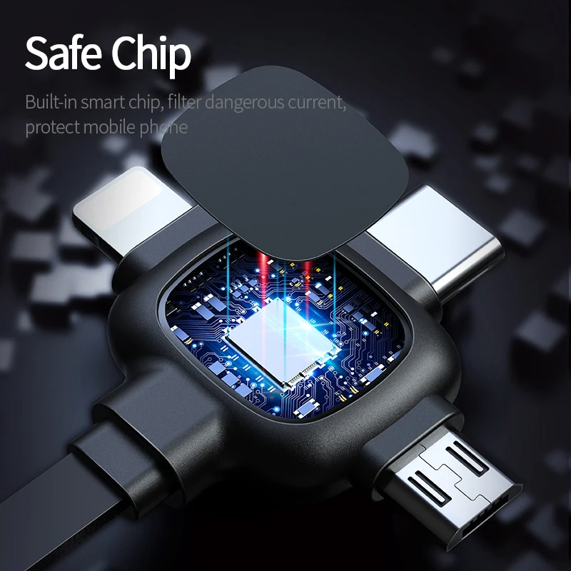 USAMS 3 в 1 Тип C USB Дата кабель для iPhone Micro хранения 2 зарядки и синхронизации данных