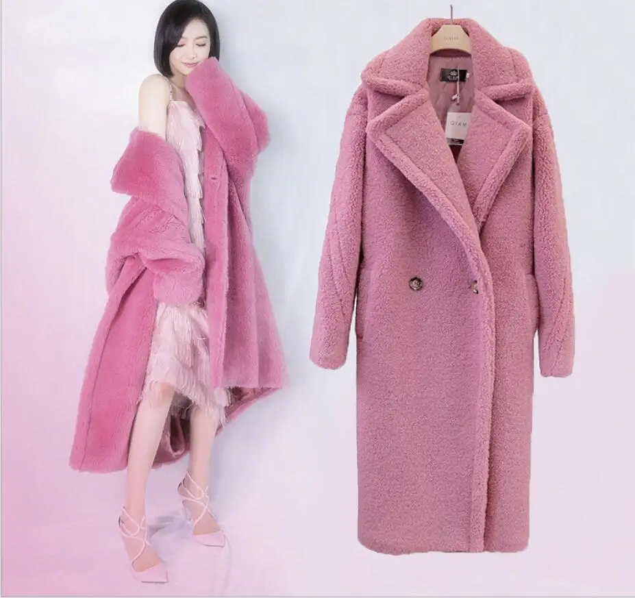 Зимнее плотное пальто для Тедди женские уличные негабаритные куртки и пальто для Тедди женские пальто из овечьей шерсти пальто из искусственного меха