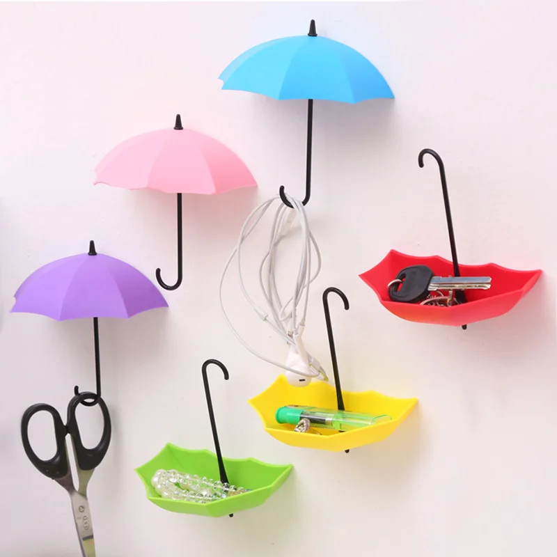 Creative Umbrella Shape 3PCs Wall Mount Hook Key Holder Storage Stand