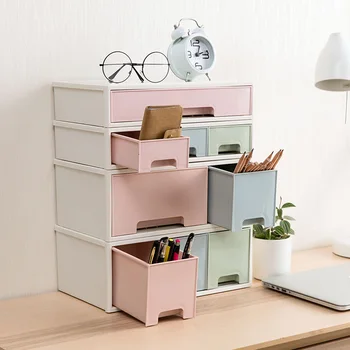 

Makeup Jewelry Drawer Organizer Office Storage Desktop Cosmetic Case Plastic Makeup Brush Box Lipstick Remote Control Holder