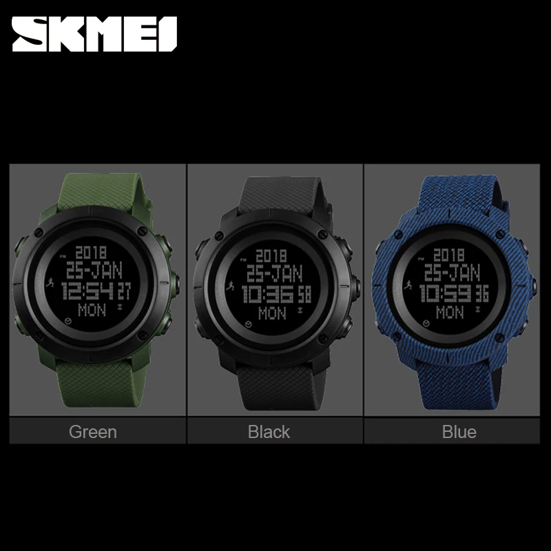 SKMEI Denim Dual Display Sports Wristwatches Men's Women Outdoor Compass 50M Waterprroof Military Watches Relogio Masculino 1430