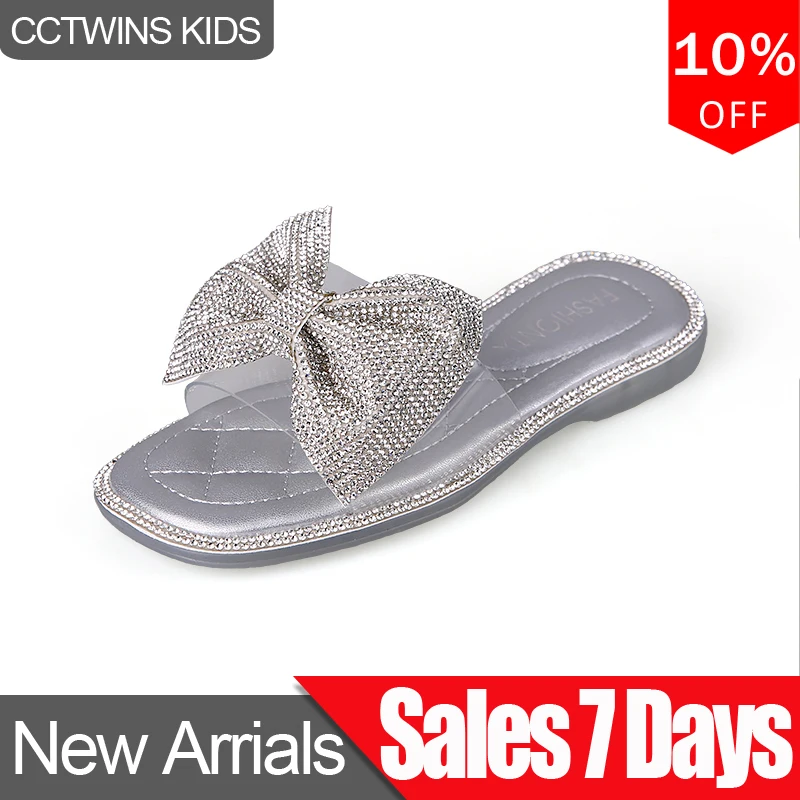 

CCTWINS Kids Shoes 2019 Summer Fashion Girls Princess Party Bow Tie Sandals Children Rhinestone Casual Slippers Baby Shoe SD038