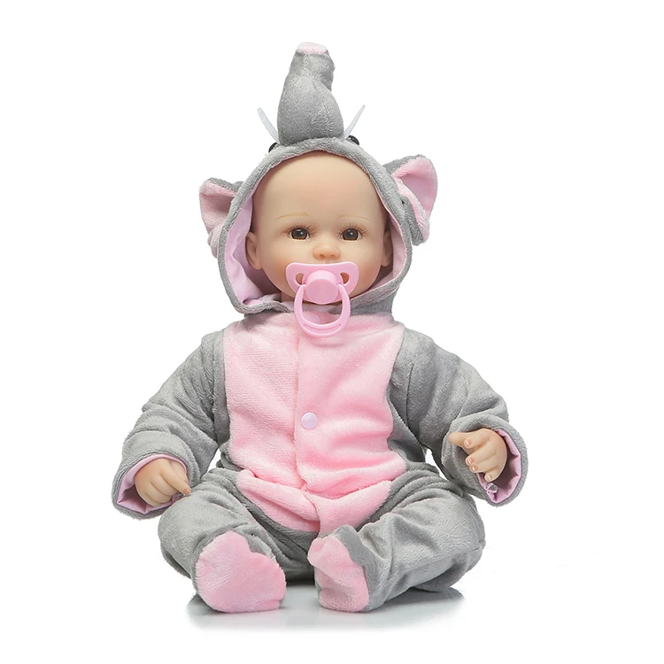 

42cm Real cute reborn babies dolls with elephant clothing cotton body silicone babdy dolls for child bebe gift bonecas