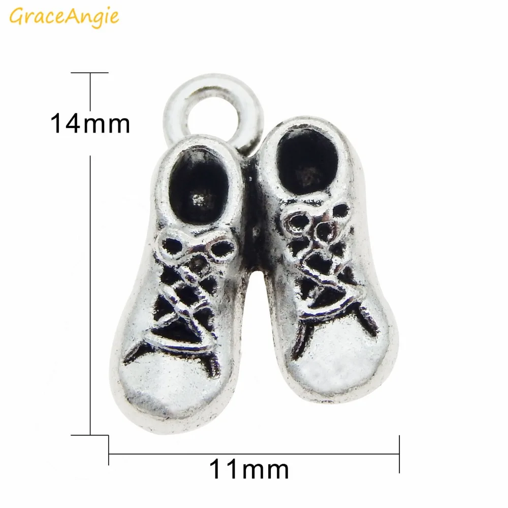 GraceAngie 50 قطعة/الوحدة البسيطة Antiqued الفضة حذاء رياضة لطيف سحر سبائك قلادة قلادة مجوهرات سوار DIY التبعي