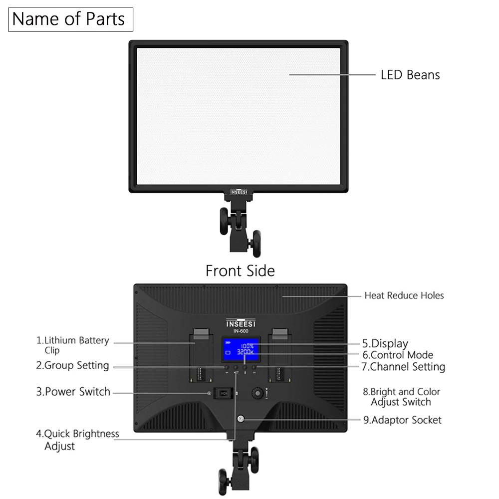 3 упаковки INSEESI IN-600 светодиодный Светодиодный светильник для видеосъемки 3200-5600 k Luce светодиодный светильник для цифровой зеркальной фотокамеры
