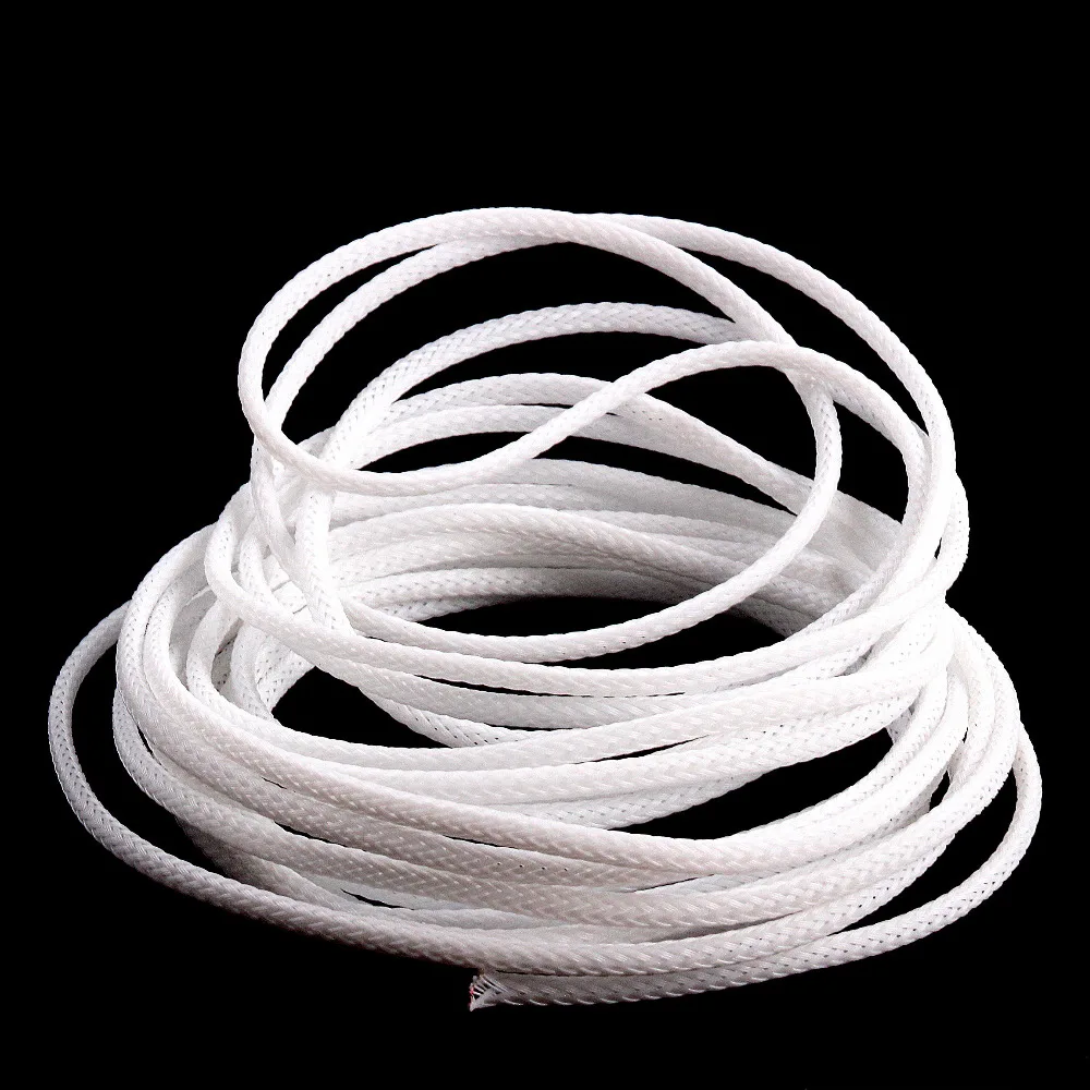 4mm White Cable protection Insulation Braided Sleeving Tight PET