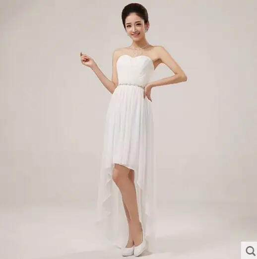 Cheap Chiffon Bridesmaid Dress Under 50 High Low Crystal Waist