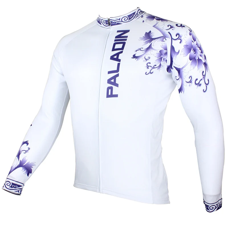 Паладин "китайские элементы-синий и белый фарфор" мужская с длинным рукавом Велоспорт Джерси велосипед рубашка Велосипедная форма