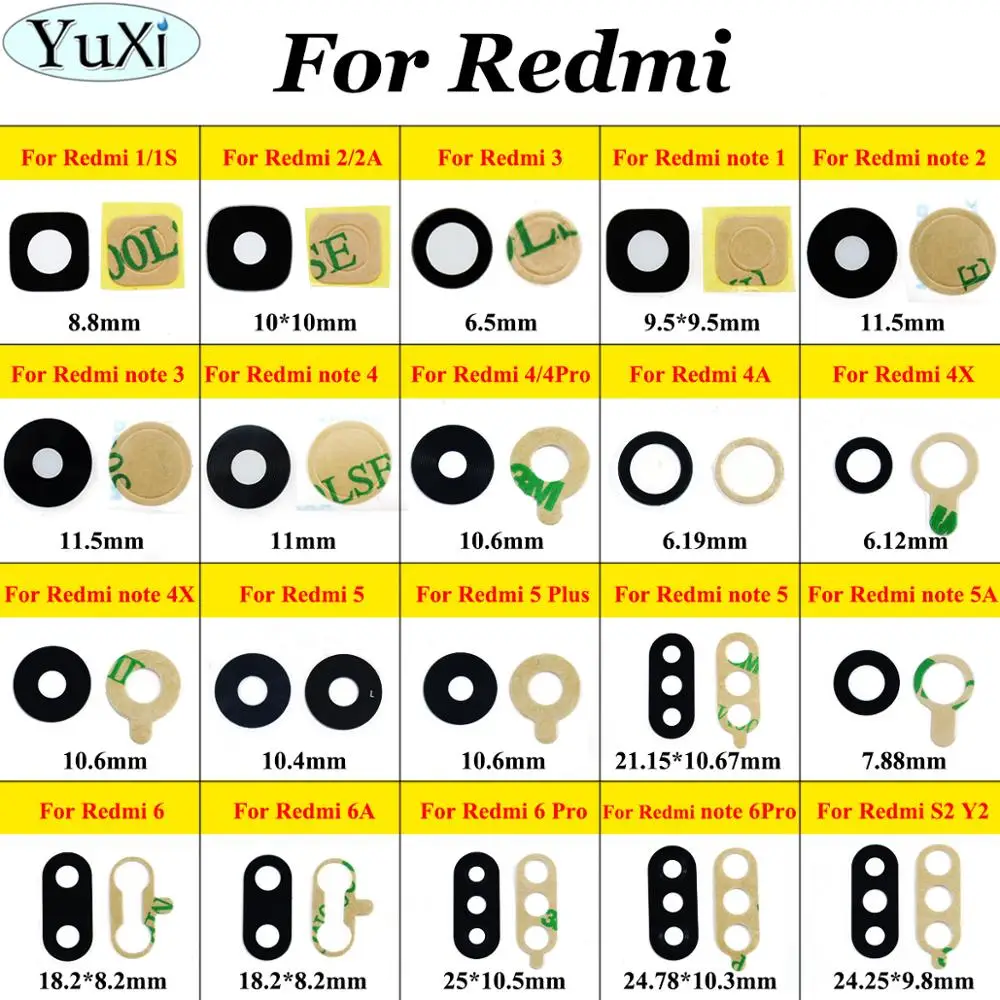 Стеклянная крышка объектива YuXi для Xiaomi Redmi 1 1S 2A 3 4A 4X 4 pro 6A 5 Plus note 2 5A|Шлейфы