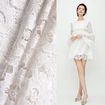 

Milk silk water soluble embroidery flowers hollow fashion lace fabric white