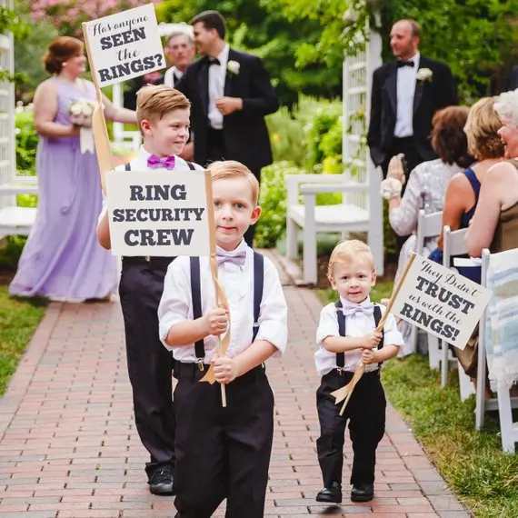 set-of-3-custom-wedding-ring-security-crew-sign-banner-flags-any-phrase-personalize-flower-girl-ring-bearer-photo-props-flags