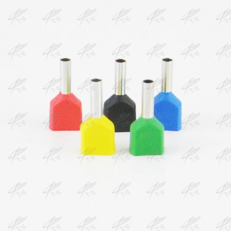 100PCS type double pipe insulated cold-press terminal Needle end Multicolor optional TE0508 1008 7508 1508 2508 2513 100pcs te4009 double pipe 0 5 6 0² cold pressed end double wire tube shaped insulated tubular terminal