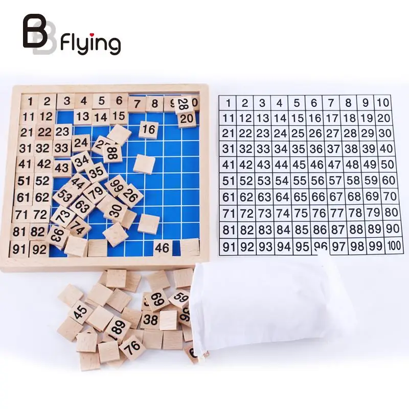 

1-100 Digital Wooden Board Montessori Children Kid Educational Learning Math Toy