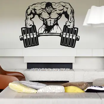

Wall Decal Room Sticker Gym Weights Bodybuilding Muscle Man Crossfit