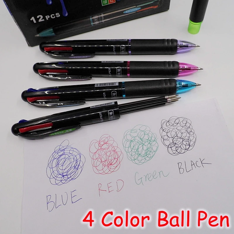 

[Winning] (4 Pieces/Lot) Korean School Stationery 4 Colors Ball Pen Office Supplies Multi Color Ballpoint Pens R-2026