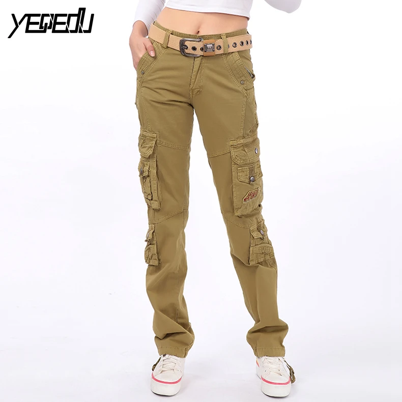 

#0907 2019 Spring Casual Cargo Pants Women Plus Size Loose Camouflage Baggy Fashion Military Style Multi-Pocket Unisex Straight