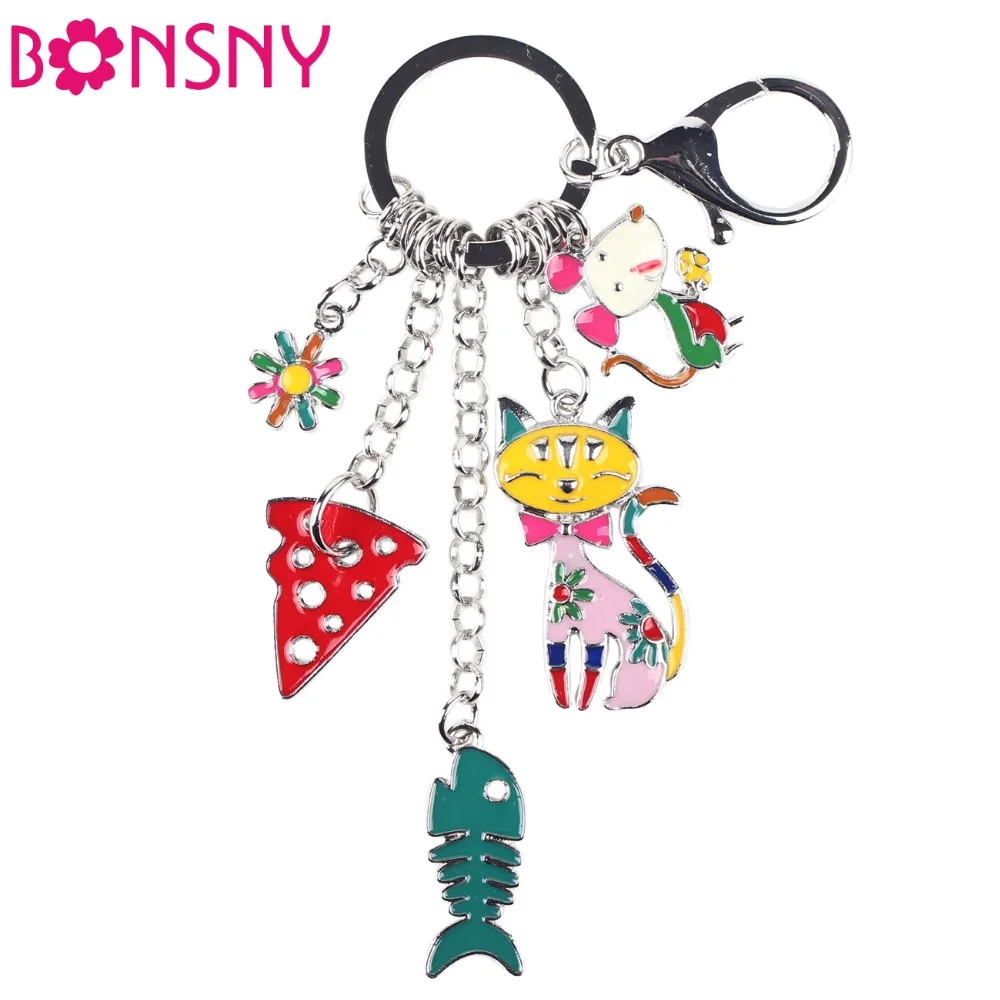 

Bonsny 2016 Fish Mouse Cat Marvel Alloy Key Chain For Women Girl Decorative Keychain Charm Pendant Jewelry Trinket Bag Aceessory